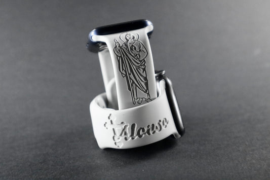 San Judas Tadeo Engraved silicon Apple Watch Band