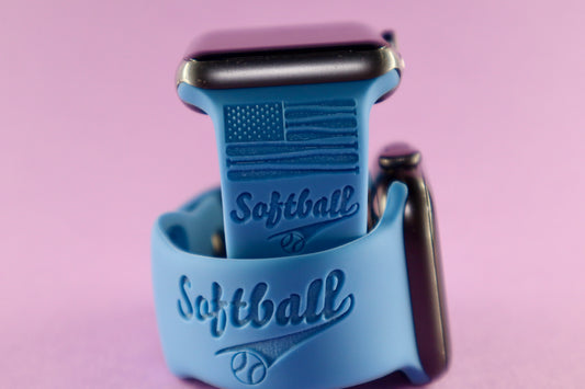 Softball Engraved silicon Apple Watch Band