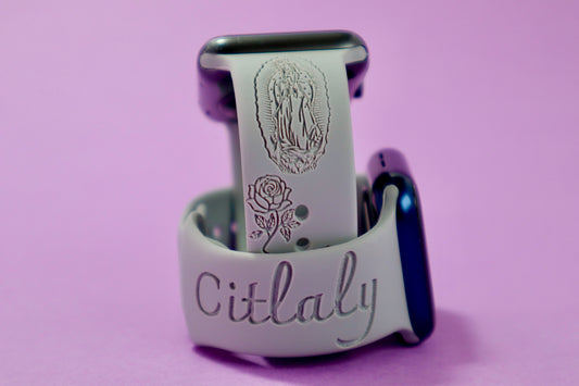 Virgin Mary | Virgen de guadalupe Engraved silicon Apple Watch Band